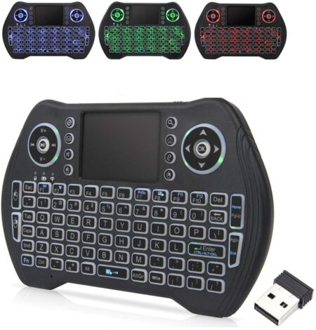 EASYTONE Backlit Mini Wireless Keyboard With Touchpad Mouse Combo and Multimedia Keys for Android TV Box HTPC PS3 Smart Phone Tablet Mac Linux Windows OS,New Model Mini Keyboard Touchpad Mouse